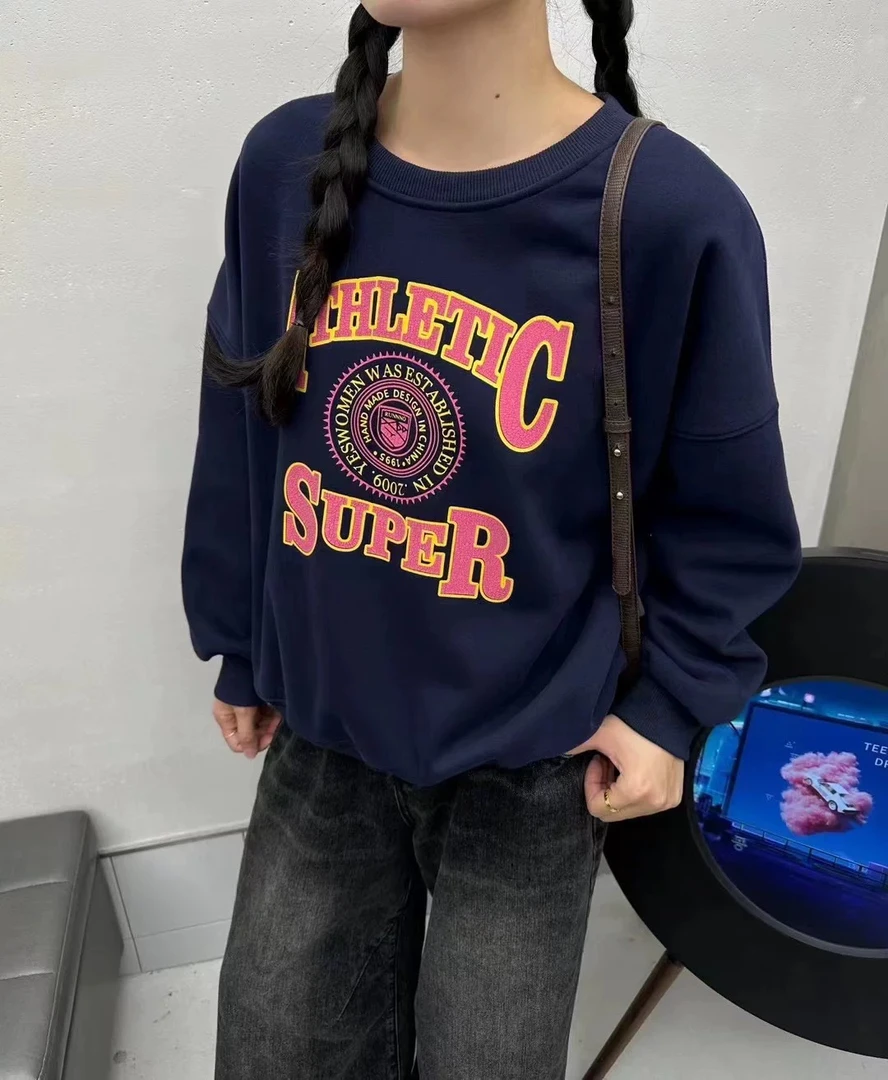 2024冬圆领时尚百搭休闲创意字母通勤长袖上衣 61001