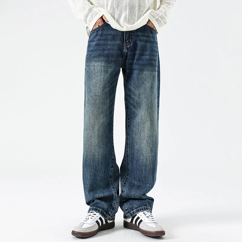 高端显瘦直筒牛仔裤男2025春夏季美式复古高街水洗时尚休闲裤潮流