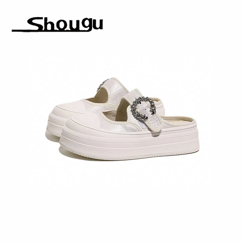 首谷银色厚底玛丽珍女鞋2025新款夏季外穿拖鞋休闲百搭包头半拖鞋