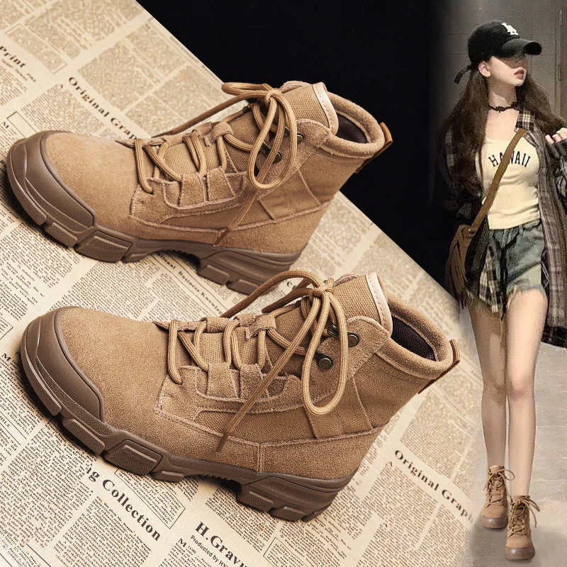 CBMT短筒厚底马丁靴修面皮女极简风女鞋早秋复古厚底登山鞋沙漠靴