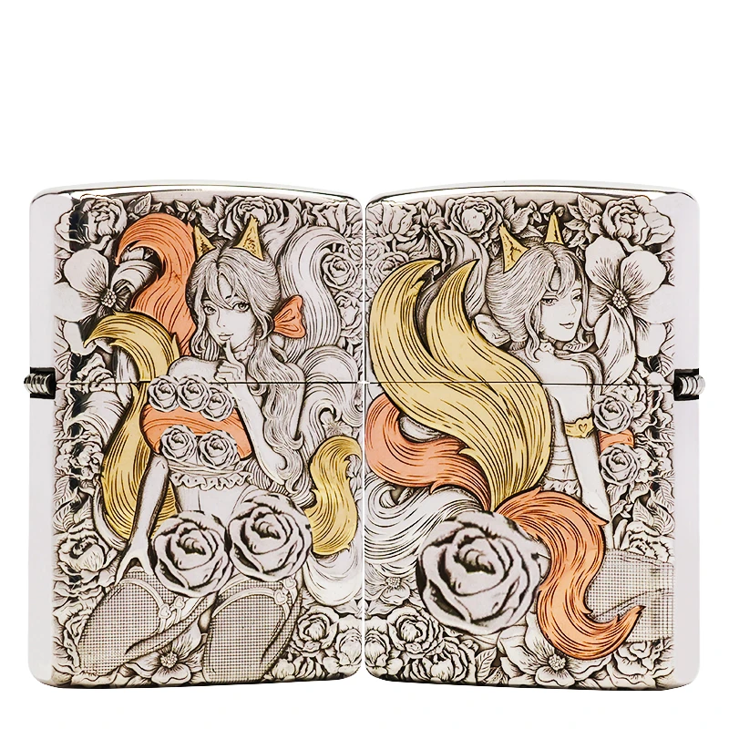 ZIPPO打火机正品/白铜套壳重甲九尾狐女黑丝九尾【林子】DYJ1