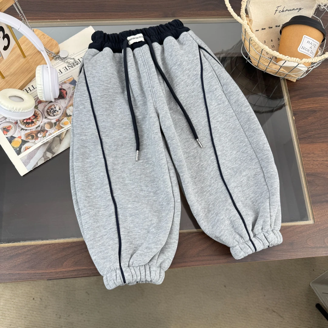 2025年秋季新款儿童时尚韩版束脚潮流卡条卫裤BMD253237