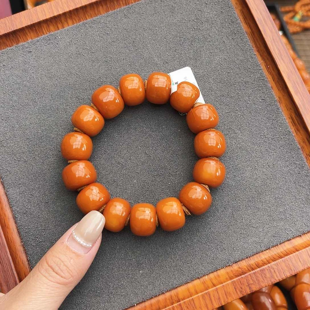 琥珀手链未镶嵌16m 老蜡