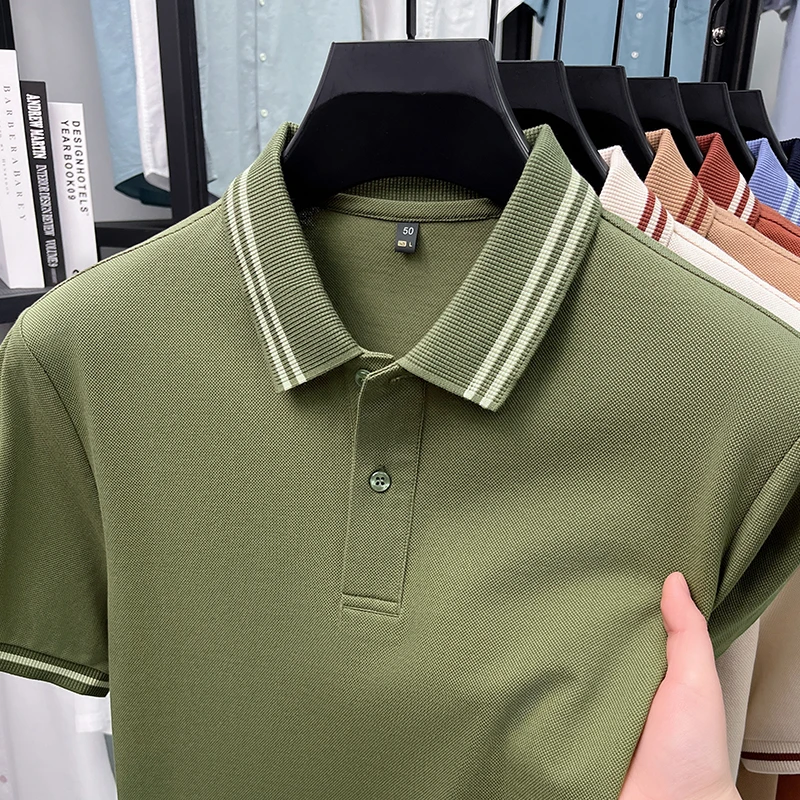 John Bunni轻奢拼色短袖男士POLO衫夏季新款时尚百搭商务休闲T恤