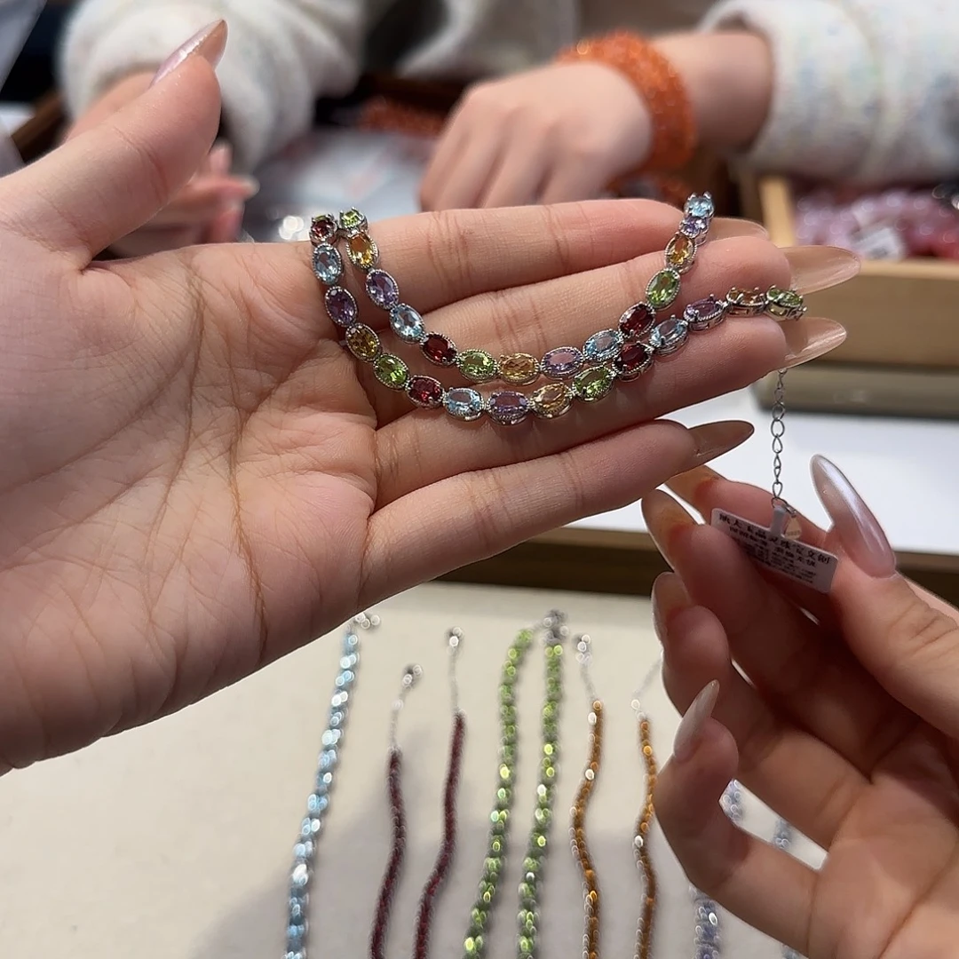 水晶手链银S925镶嵌多宝手链多样发一