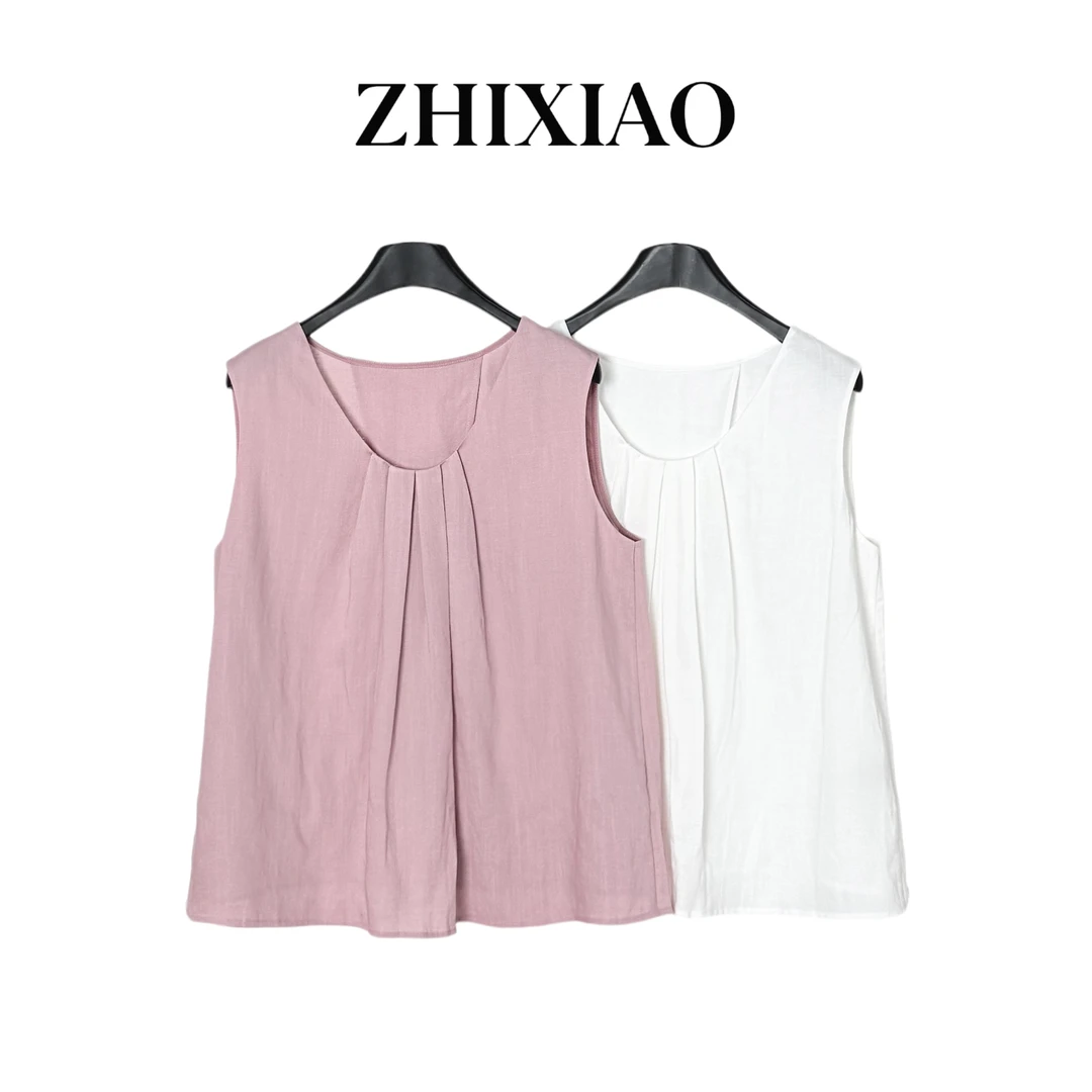 【ZHIXIAO】夏季新款：无袖褶皱上衣152061