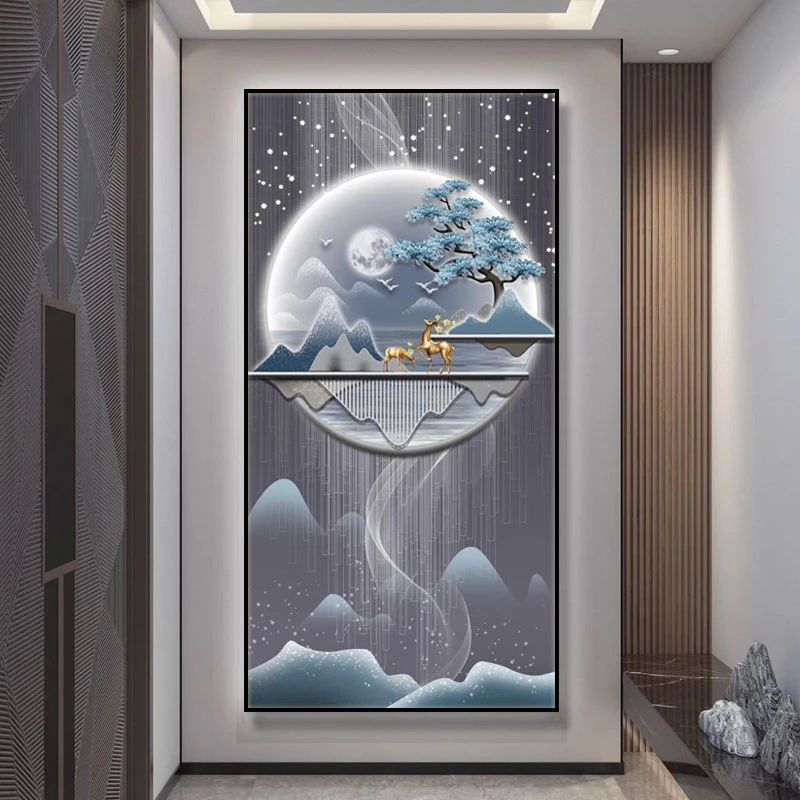 676晶瓷镶钻铝合金轻奢背靠金山入户玄关走廊过道现代挂画捡漏