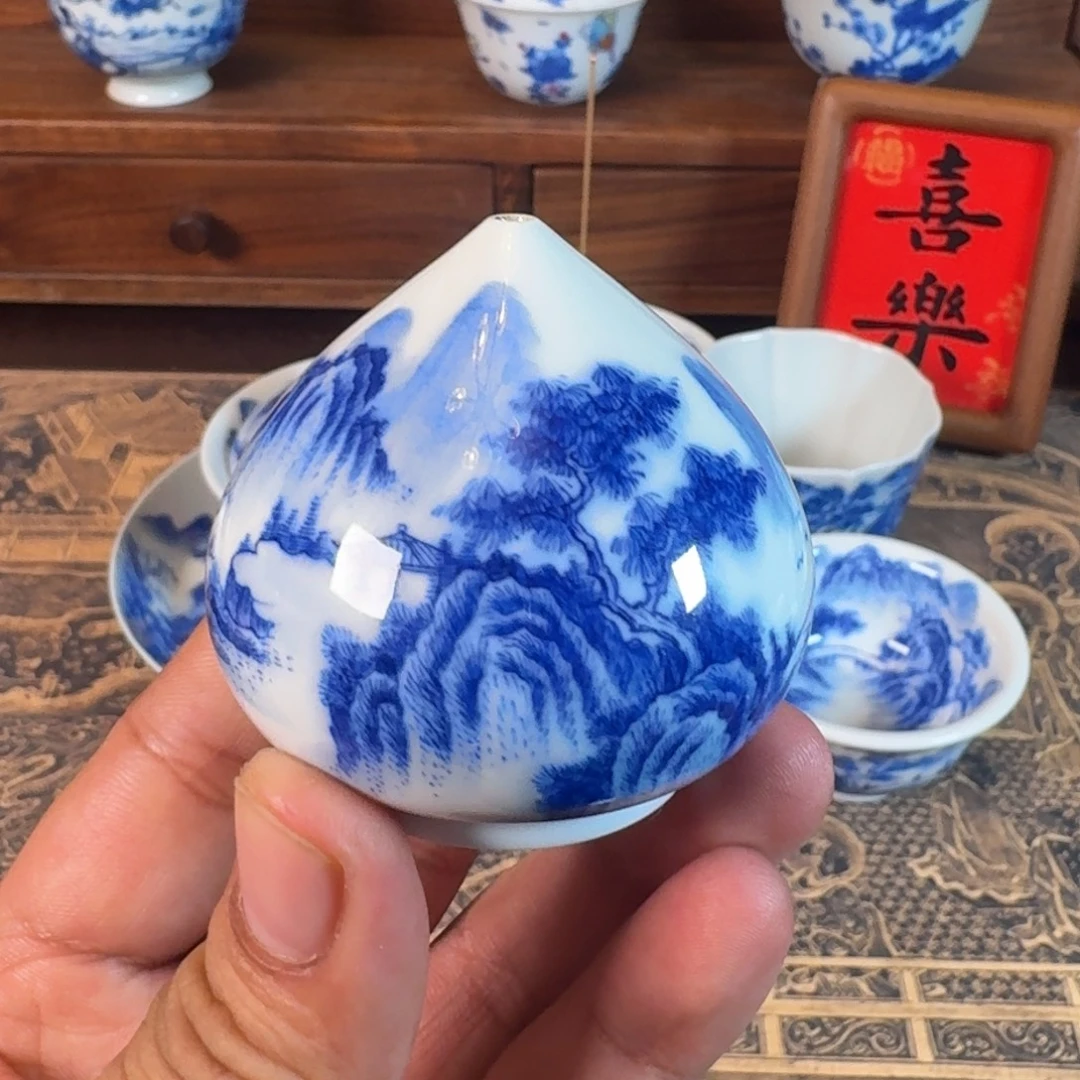 景德镇全手工手绘青花山水香插