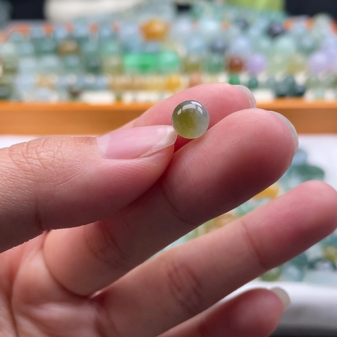 翡翠散珠天然缅甸翡翠a货冰飘黄翡6.7