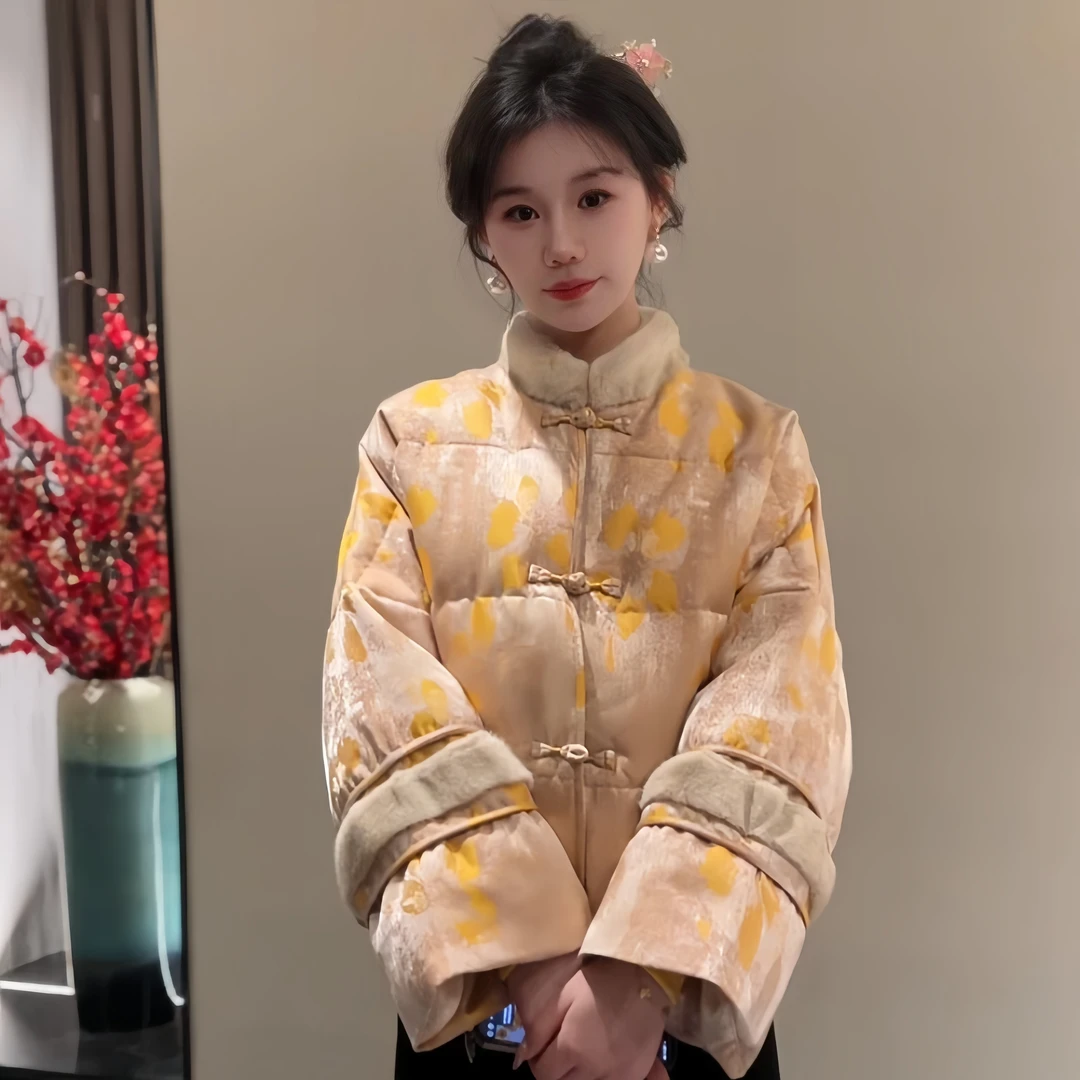 XIXI-2025新款羽绒服新中式设计师秋冬公主风百搭立领保暖外套