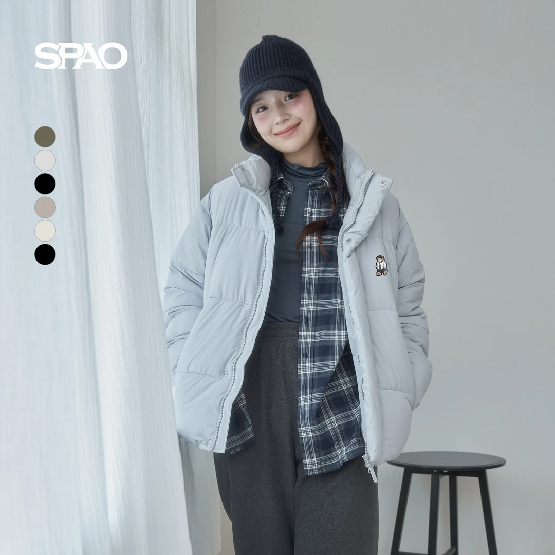 【WOODIE系列】SPAO韩国同款25冬季新品休闲宽松立领棉服SPJPF4TC11