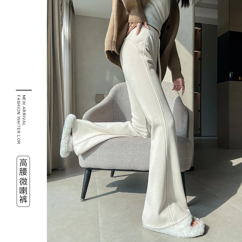 微喇卫裤女小个子梨型身材显瘦百搭上班休闲裤窄版高腰垂感喇叭裤