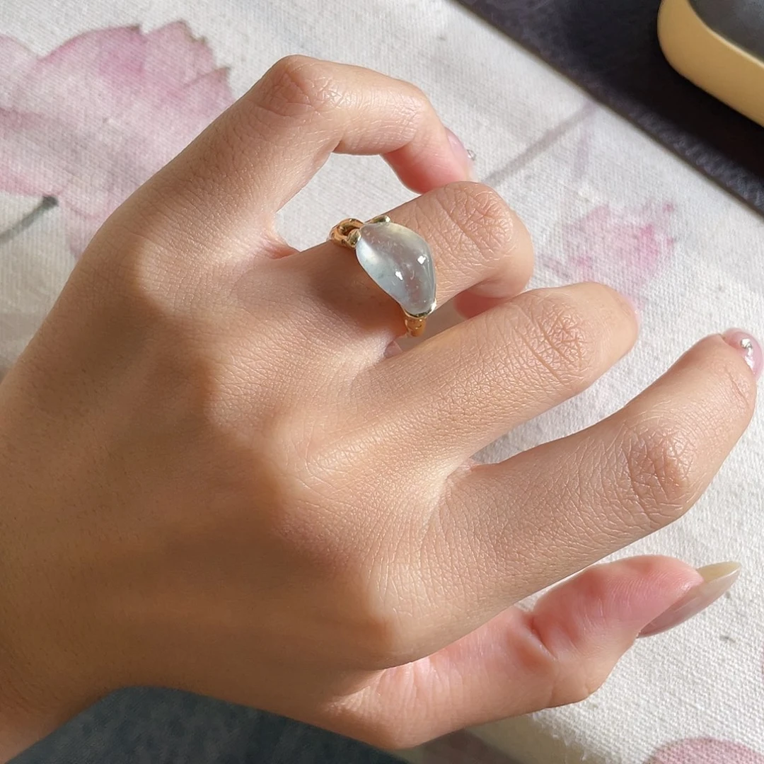 翡翠18K金镶嵌戒指冰随行戒指 48小时鉴赏