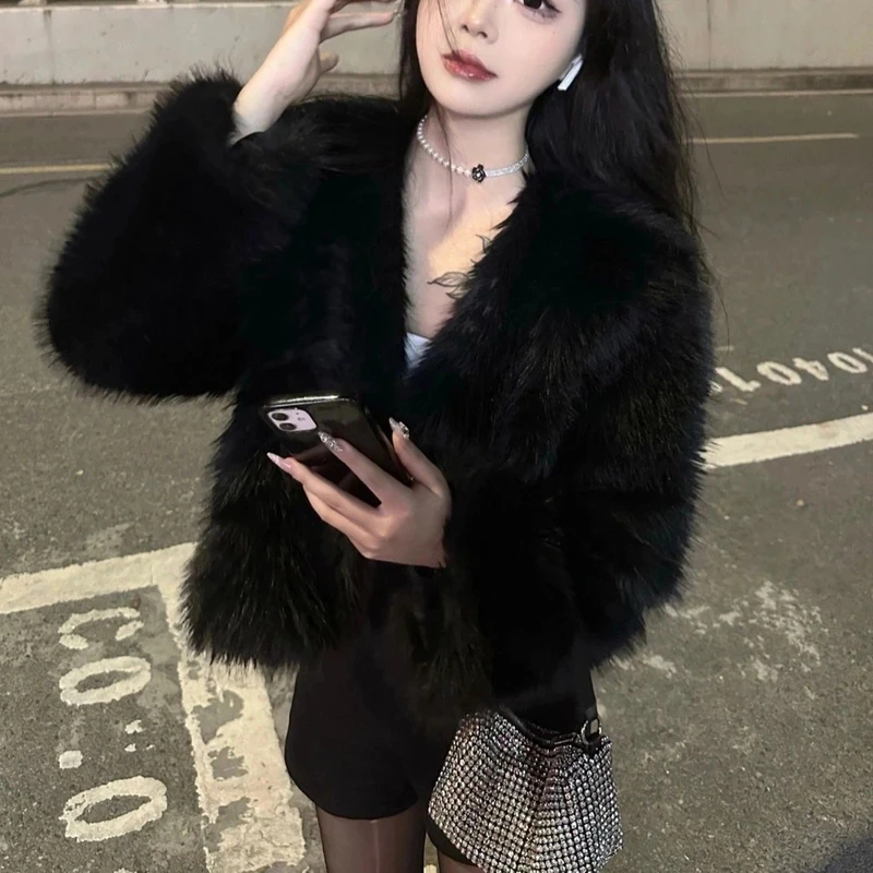 2024秋冬新款加厚短款毛毛外套显瘦毛绒外套女