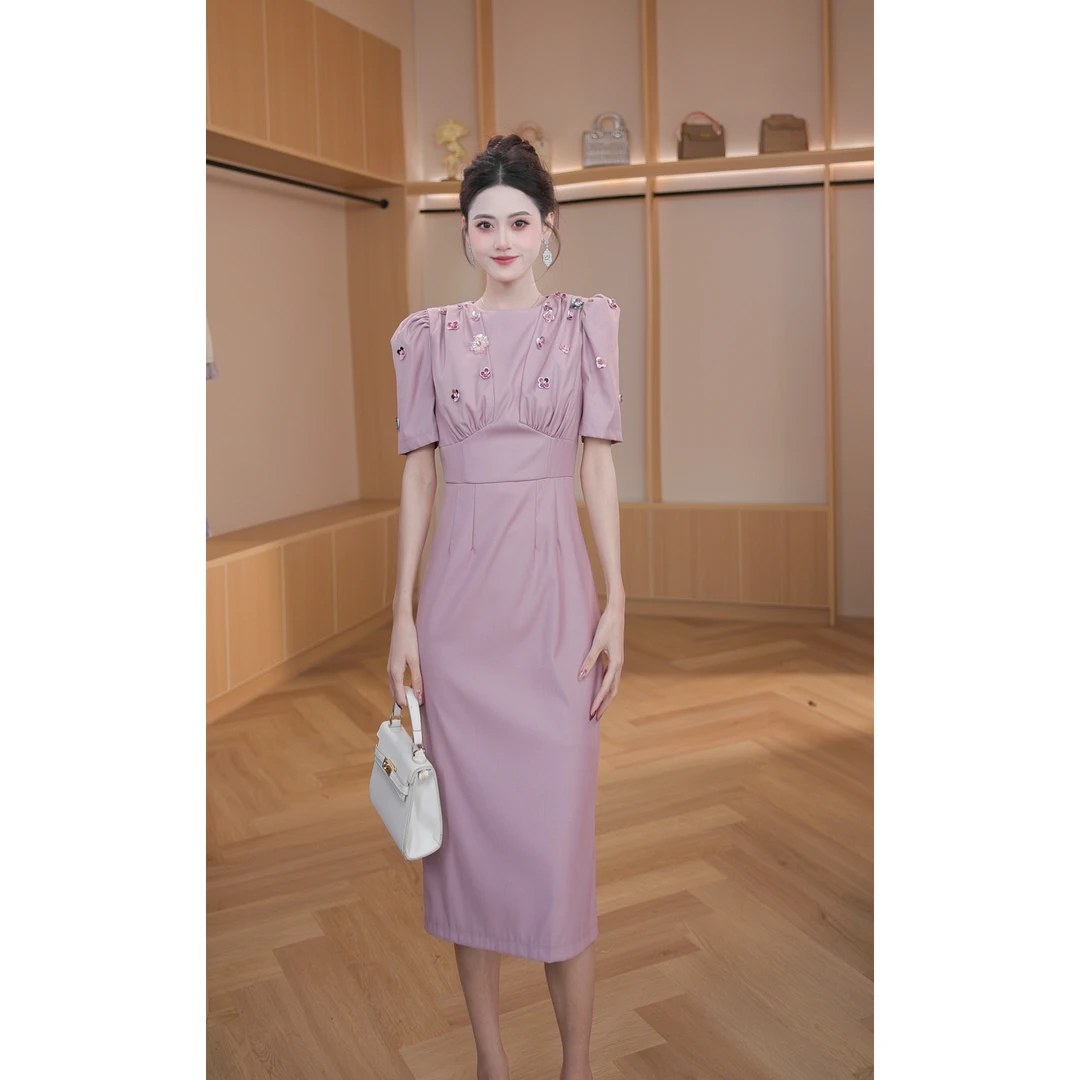 【设计师定制】新款法式时尚修身显瘦高级感复古显白连衣裙21226