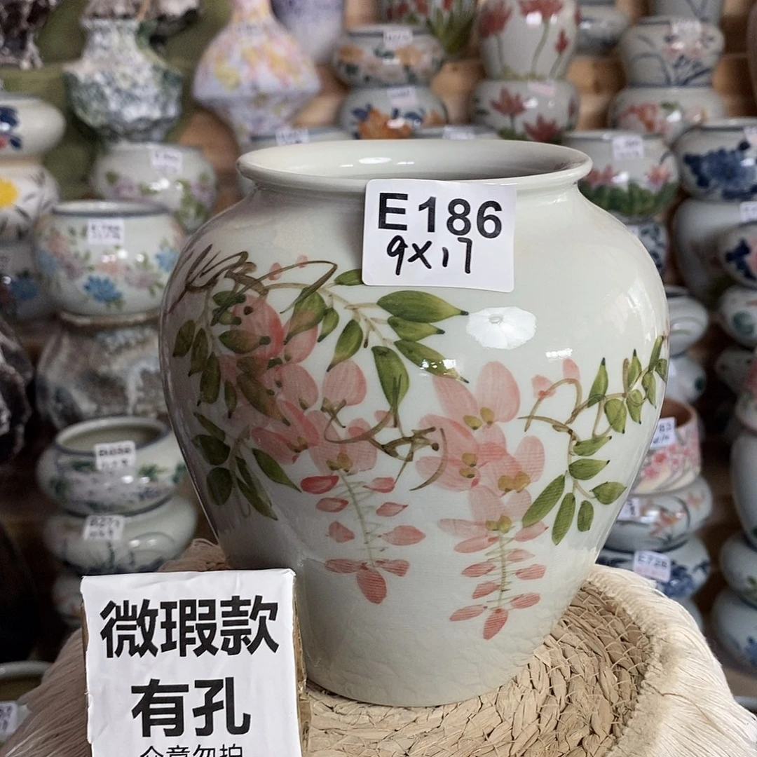景德镇纯手工 陶瓷花盆 E186