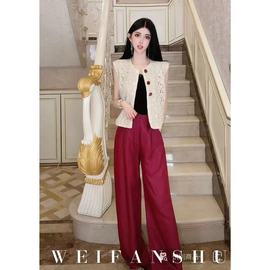 WEIFANSHU/魏凡舒【曼谷时光】春夏新款设计感复古时尚休闲马甲套装