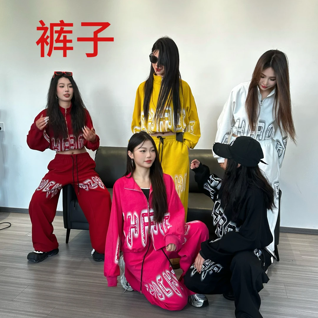 二【套装】十三姨原创街舞美式卫裤宽松阔腿hiphop运动休闲裤+上衣