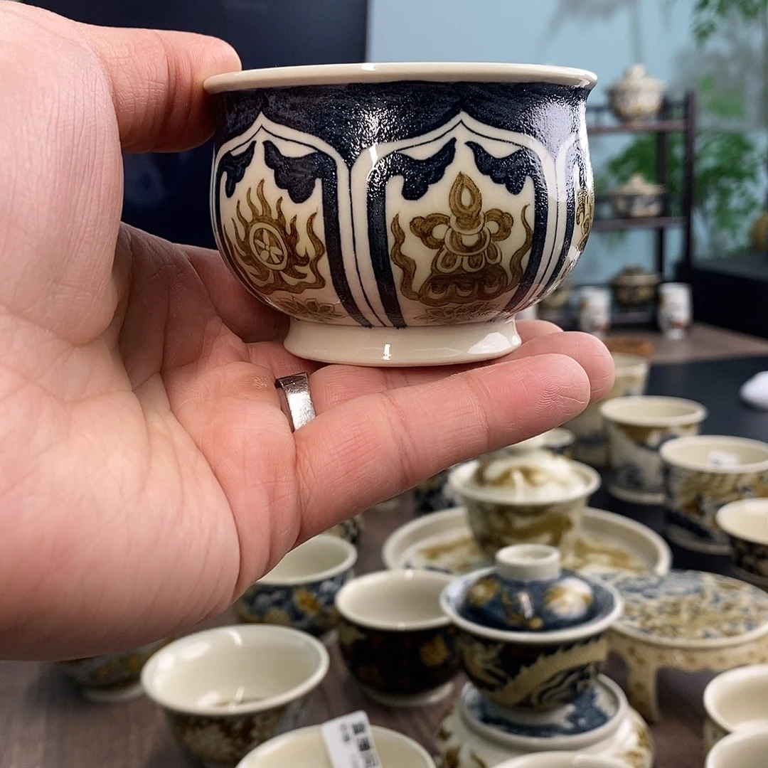 盖碗꧁****头景德镇手工手绘茶具