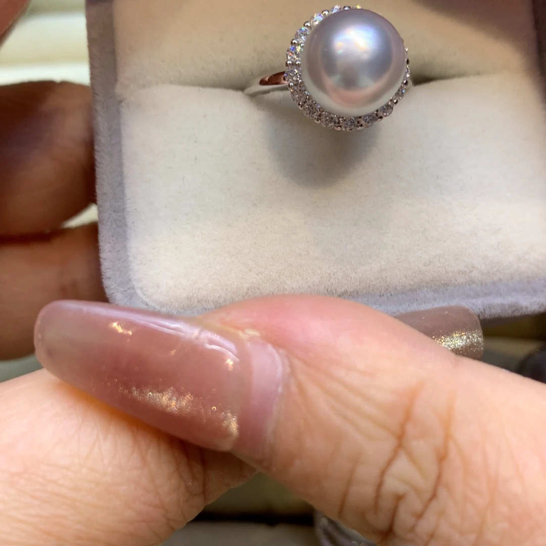 银S925镶嵌戒指海水珍珠