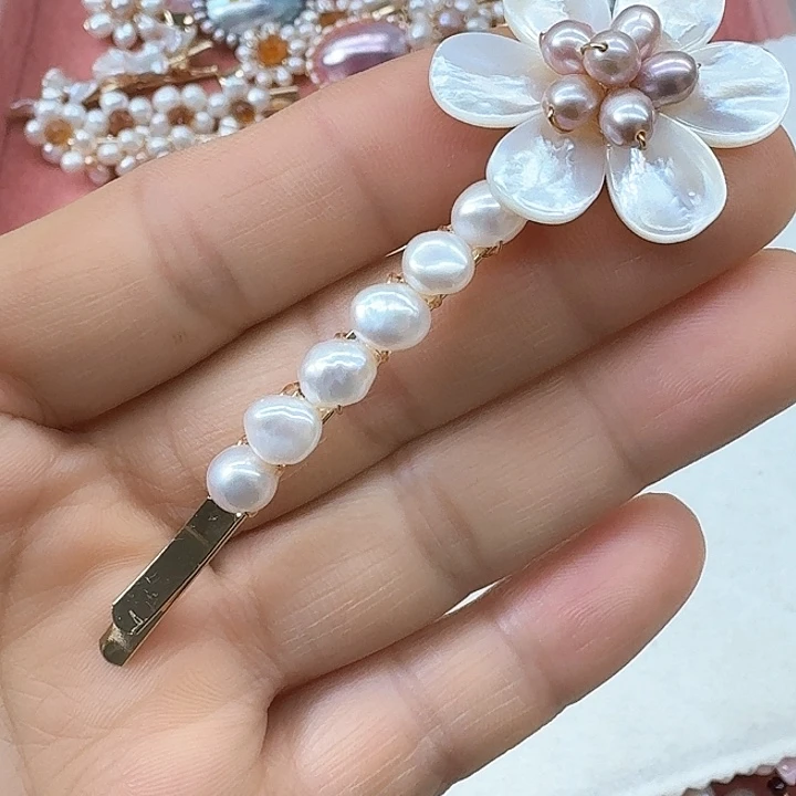淡水珍珠发饰银S925镶嵌