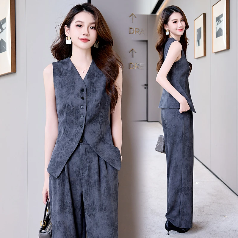 马甲阔腿裤套装女2025新款御姐风高级感入春搭配一整套