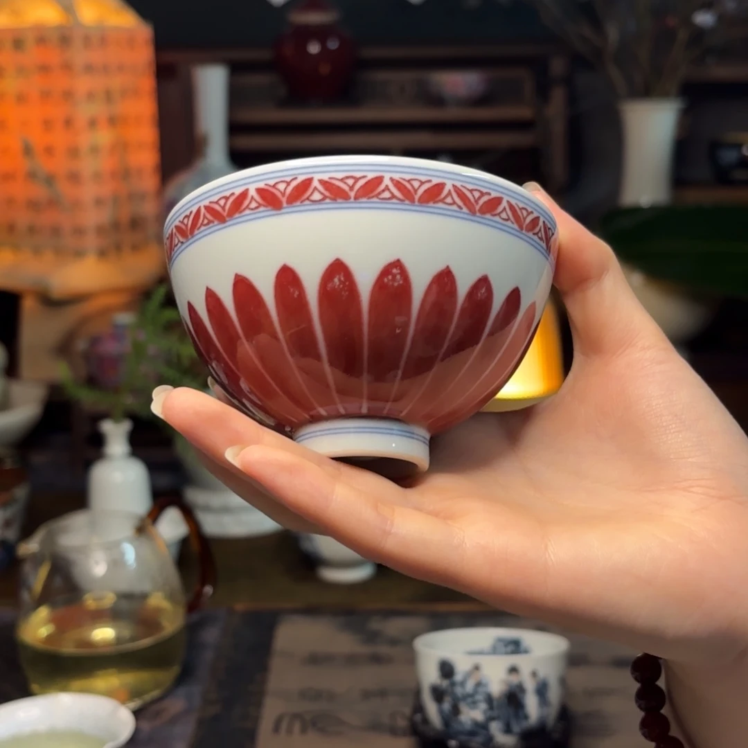 红***A全手工釉里红大吉心杯