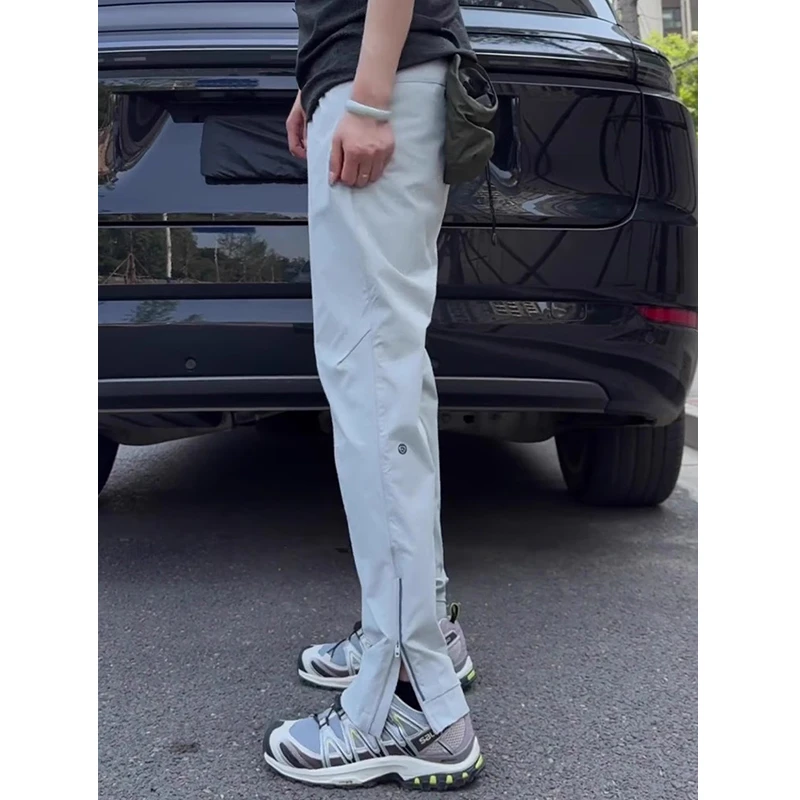 美式冰丝裤子男女款夏季薄款侧拉链设计感速干软壳户外运动登山裤