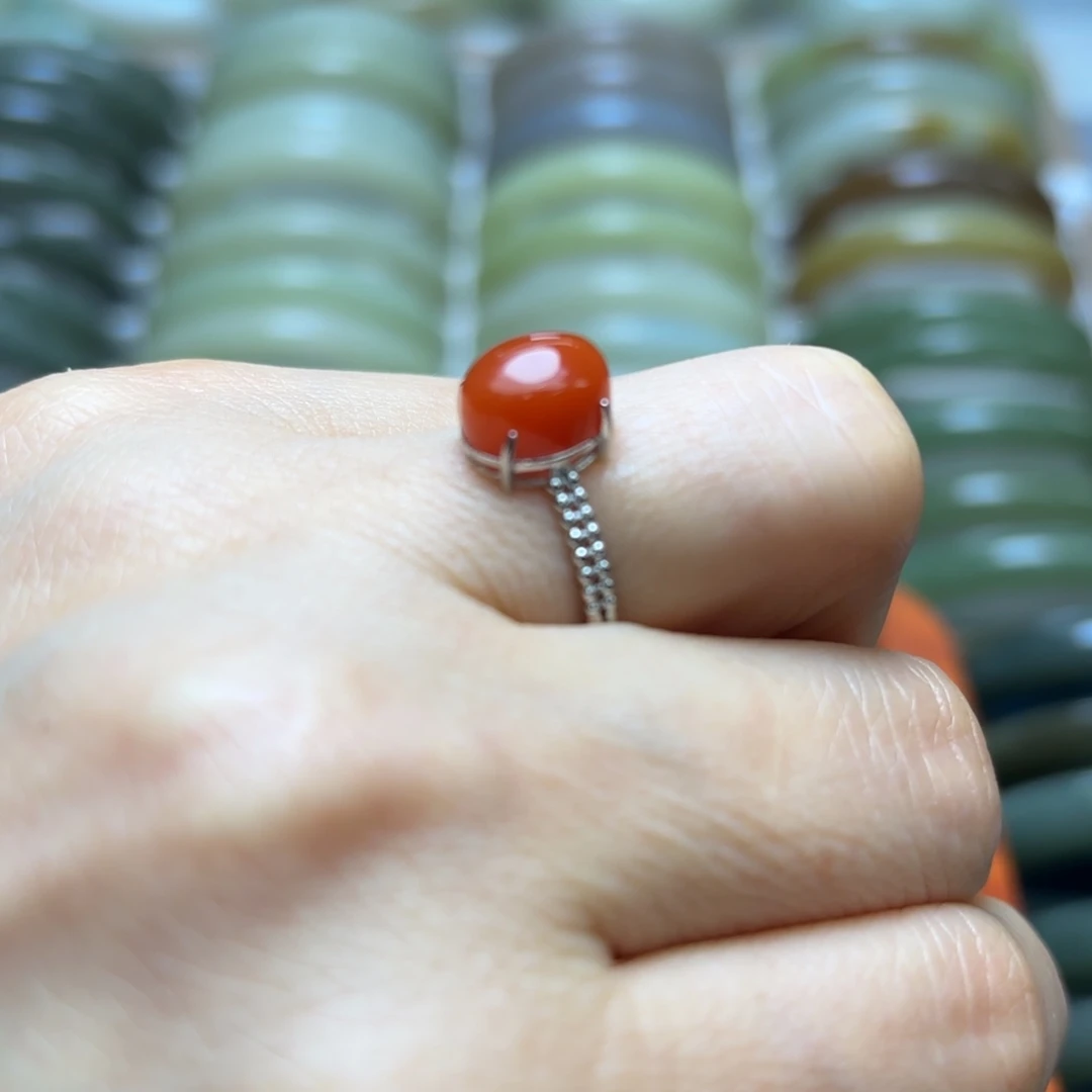 和田玉戒指银S925镶嵌