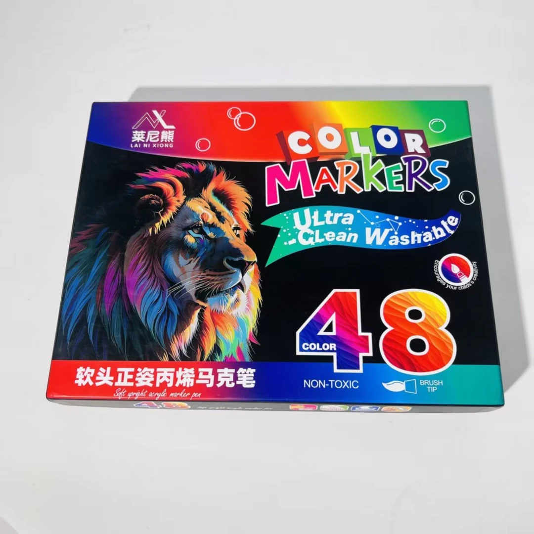 莱尼熊48色软头丙烯马克笔