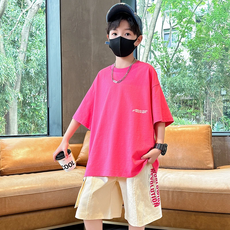 男童夏装套装2025新款洋气中大儿童夏季短袖短裤薄款男孩炸街童装