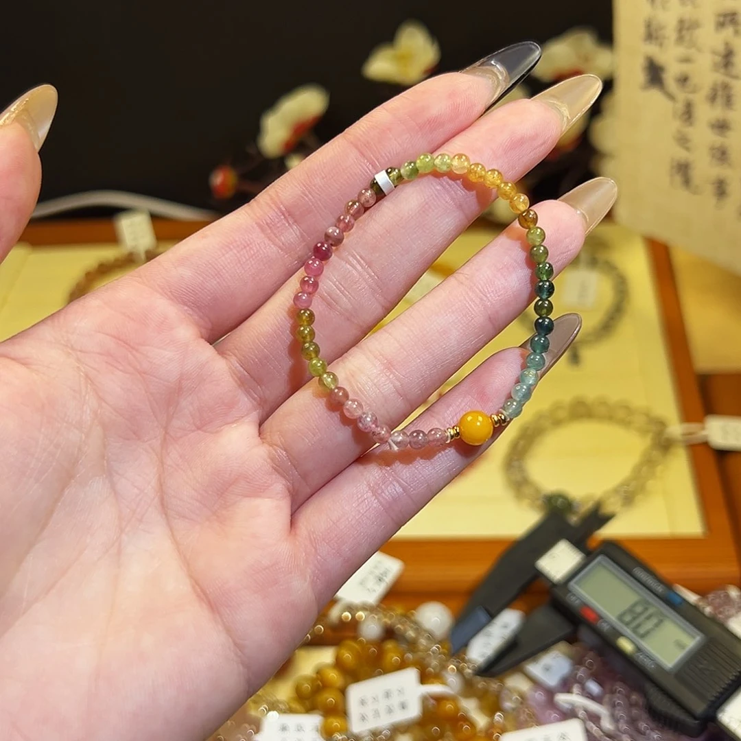 水晶手链银S925镶嵌碧玺1341