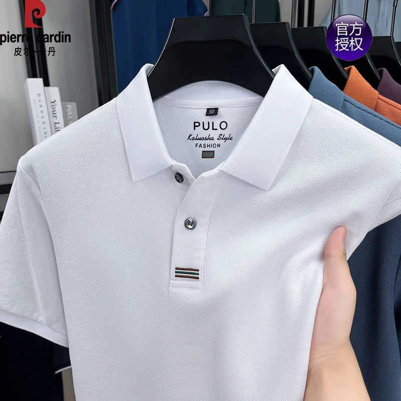皮尔卡丹纯棉短袖t恤男士2025新款夏季翻领polo衫中年爸爸装上衣