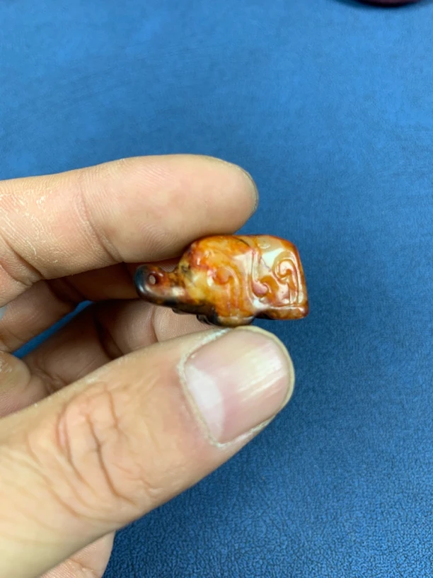 旧藏和田玉小象配饰高古玉挂件饰品