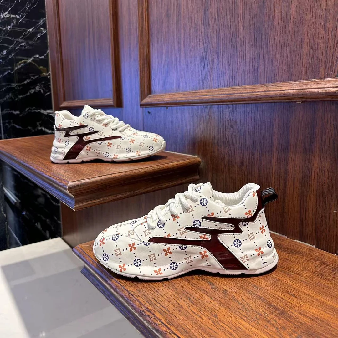 春季男士新款2025轻奢印花时尚百搭潮男老爹鞋舒适软底运动休闲鞋