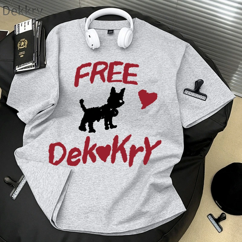 【Dekkry】夏季宽松短袖纯色T恤休闲半袖国潮百搭美式情侣韩版复古