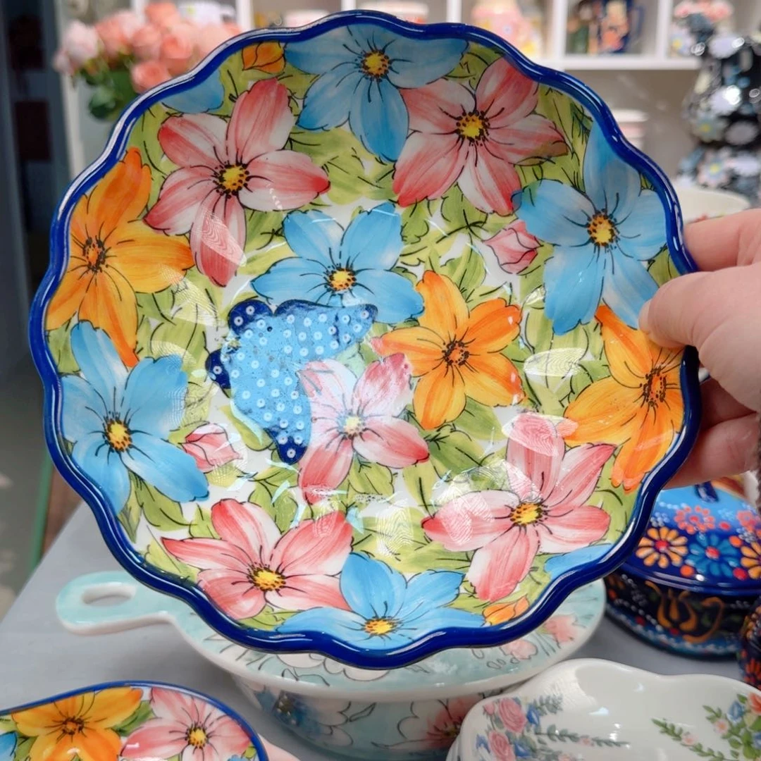 瓷8英寸水仙花深盘一只