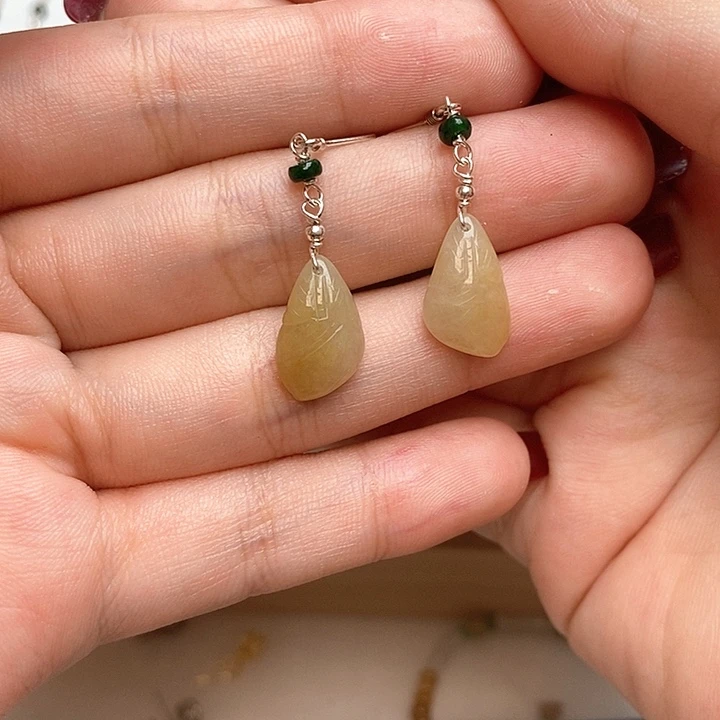 翡翠银S925镶嵌耳饰