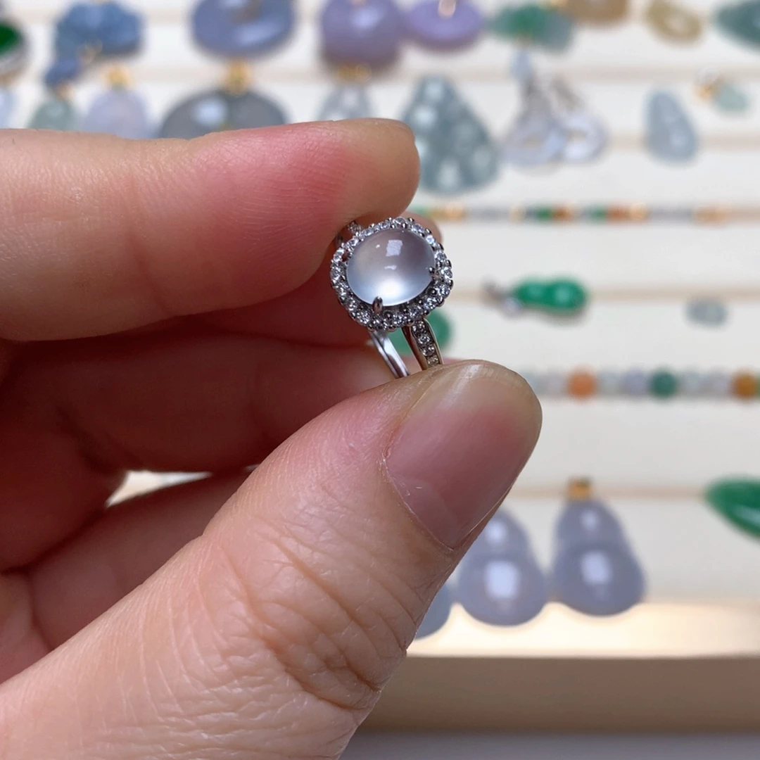 翡翠银S925镶嵌颈饰翡翠戒指