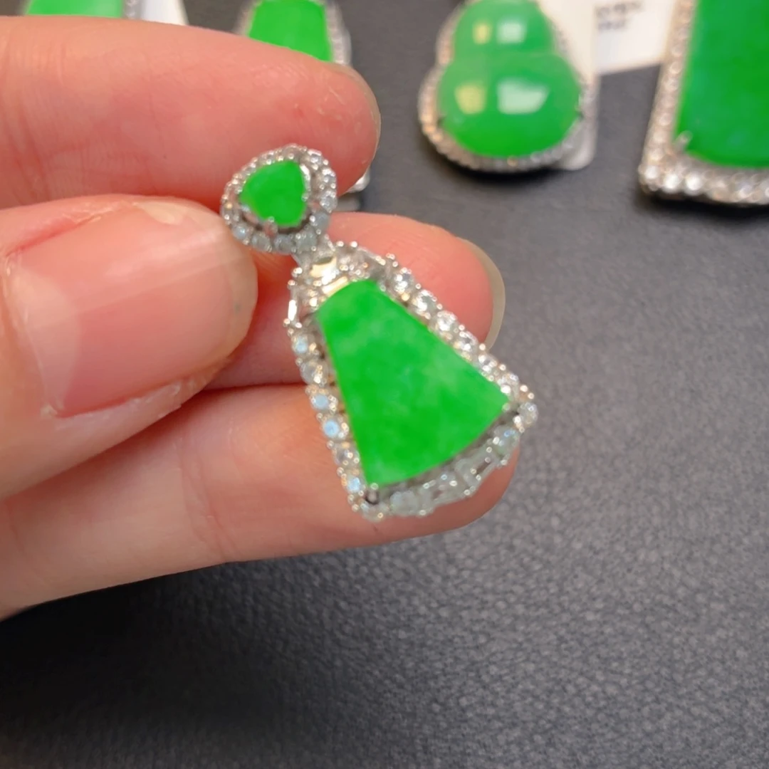 翡翠银S925镶嵌吊坠(不含链)