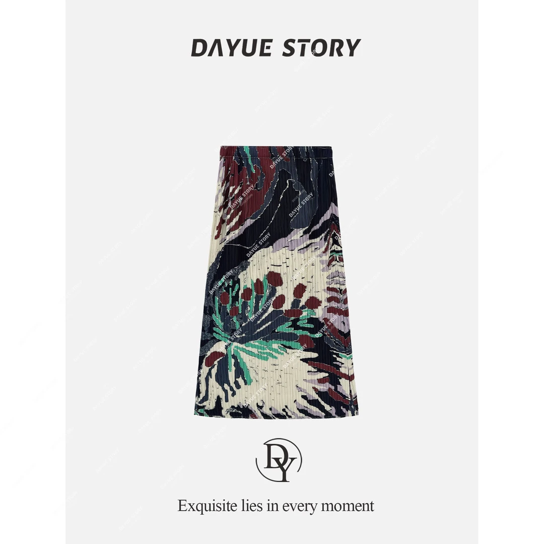 DAYUE【波斯米亚】好气质~超乎想象的美夏季复古水墨印花开叉半身裙