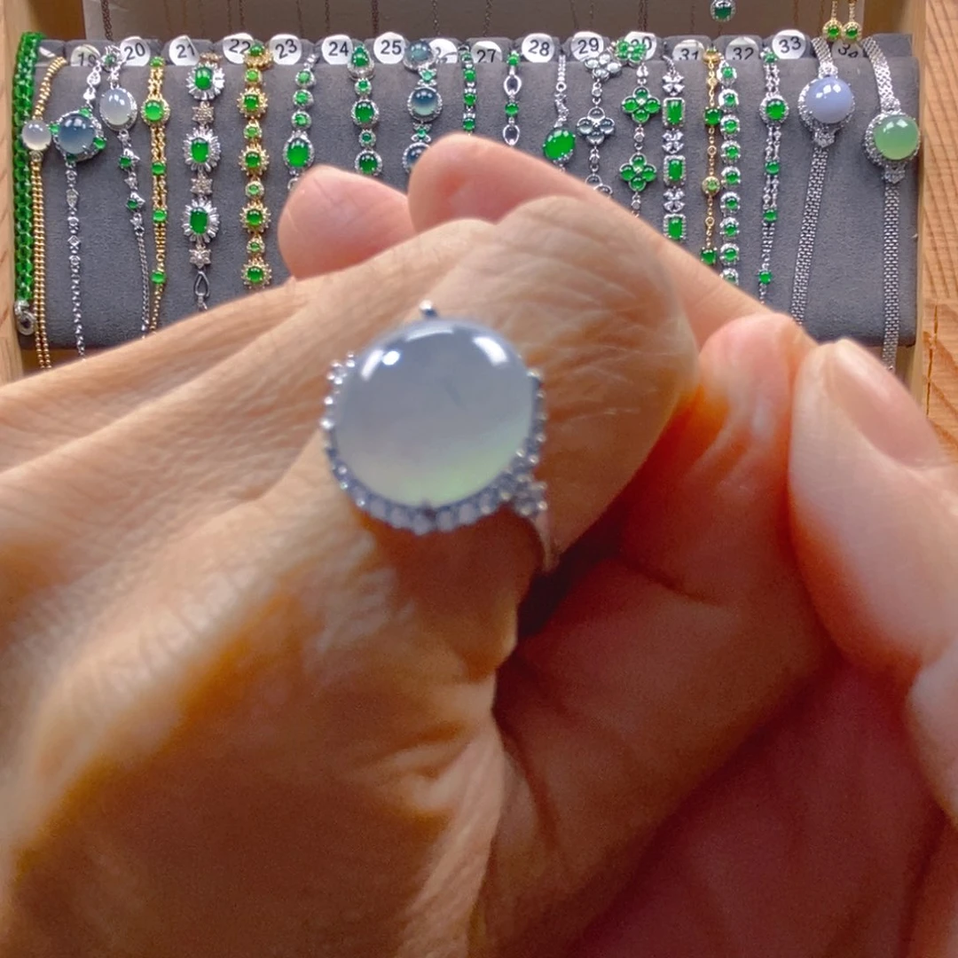 颈饰银S925镶嵌翡翠翡翠戒指