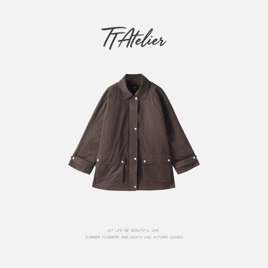 TT设计师【芸树里】 日系复古慵懒感工装可收腰水棉布棉服TT191296