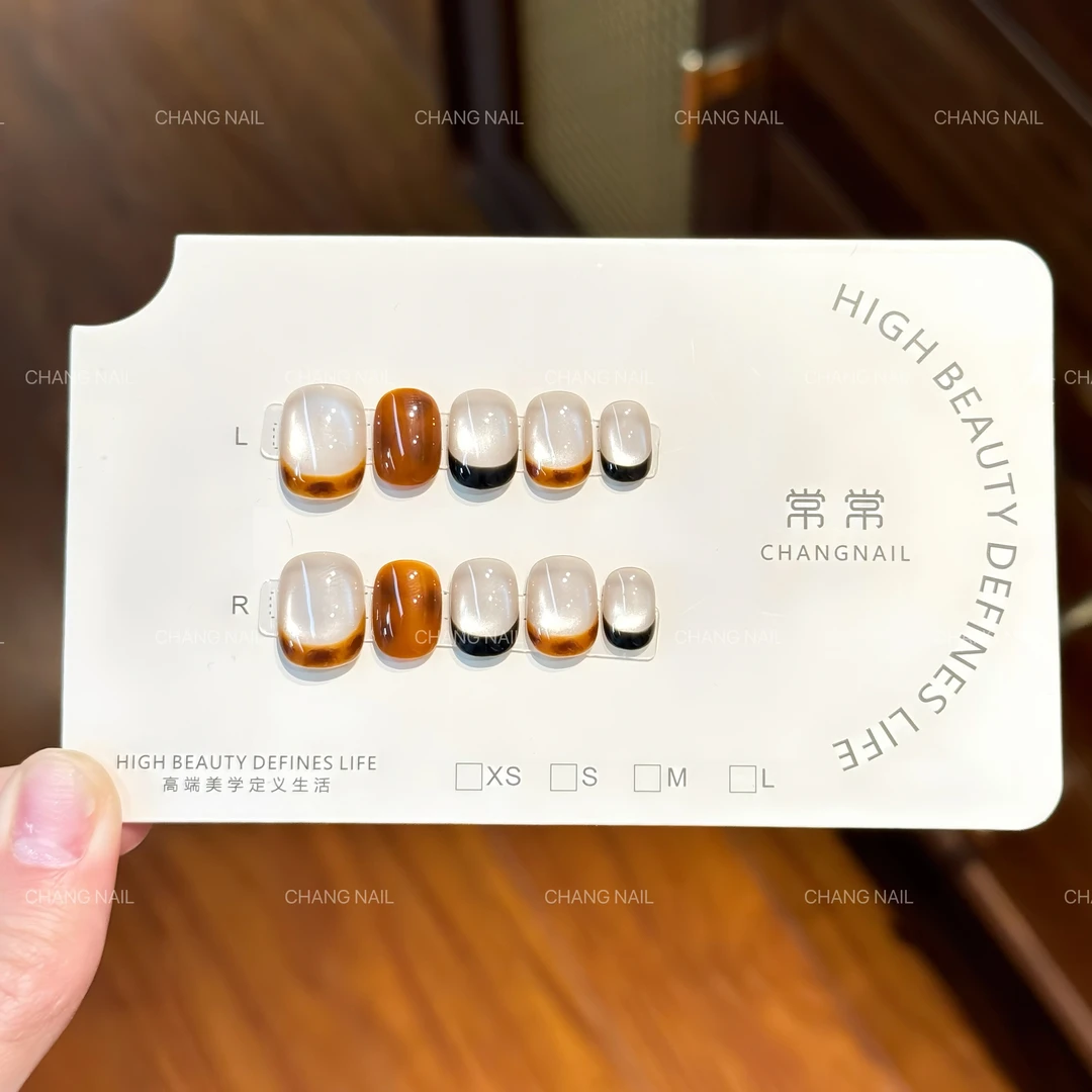 焦糖玛奇朵-Caramel macchiato-纯手工穿戴甲清透质感秋天 10片装