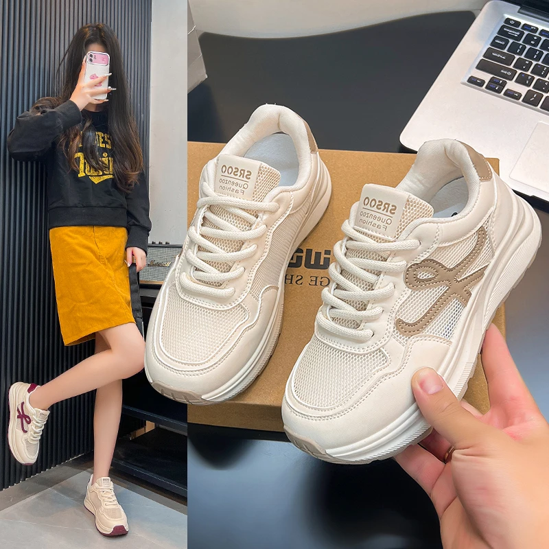 夏季镂空透气阿甘鞋女厚底软底运动鞋2025新款鞋子女鞋爆款小白鞋