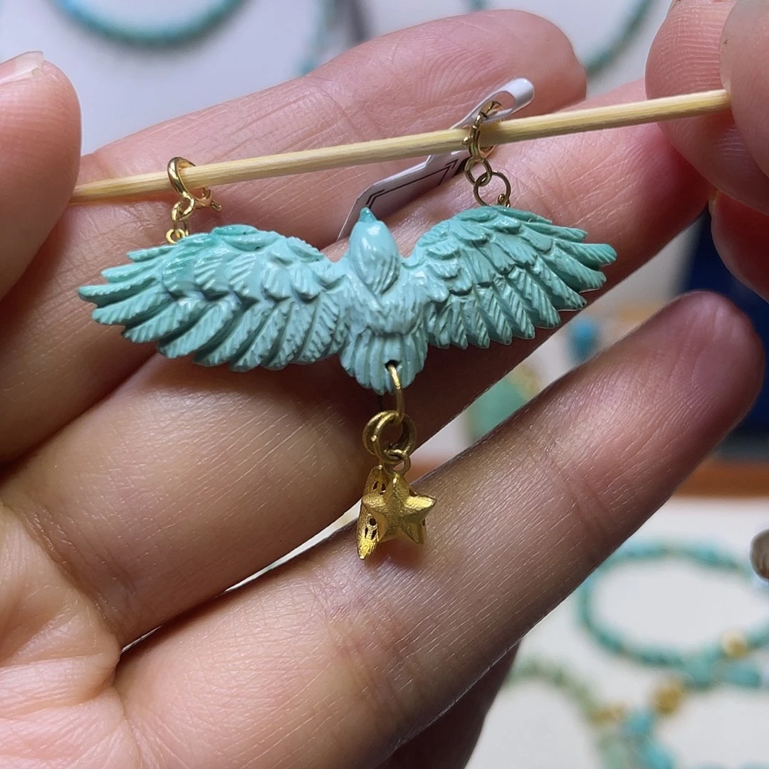 绿松石18K金镶嵌大鹏鸟