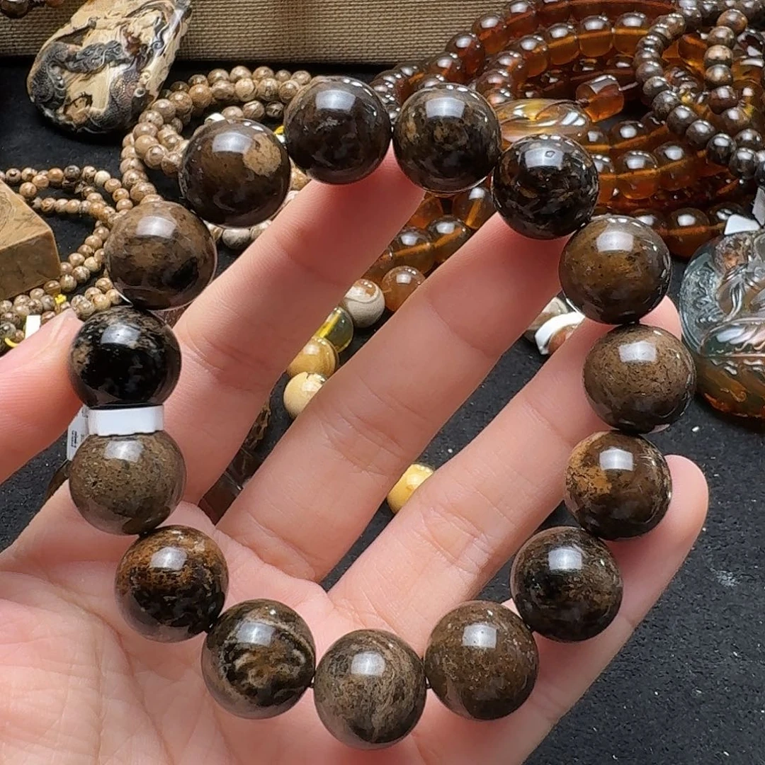 未镶嵌琥珀珠宝奇石14.2mm油根单圈