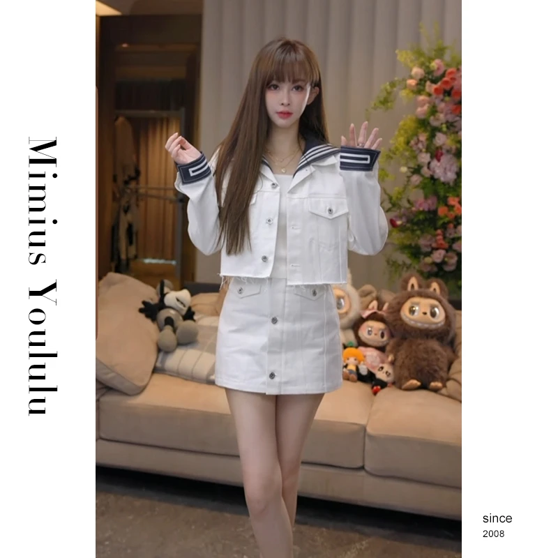 【mimius】Q 海军领学院风长袖短款外套（领子可拆）+裙裤 G07107