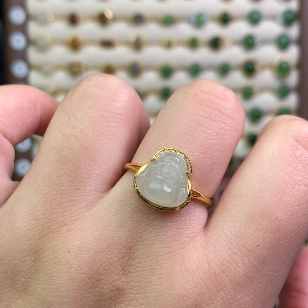 和田玉银S925镶嵌戒指