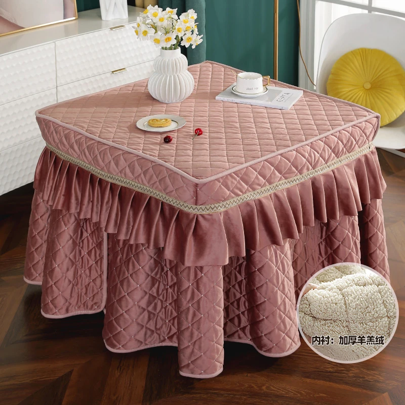 加绒面加厚烤火罩子正方形家用电炉罩烤火桌罩套桌布电暖桌子桌罩